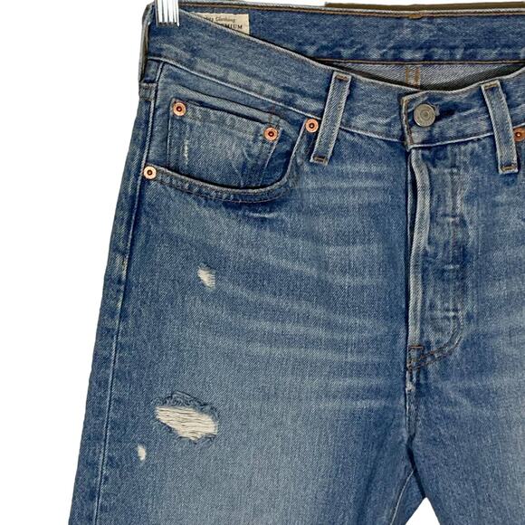 Levi's Women's 501 Skinny Jeans in Can't Touch This Medium Wash Ripped W28 L28 - Picture 12 of 16